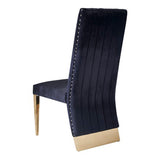 Keisha Modern Black Velvet and Gold Dining Chair Set of 2