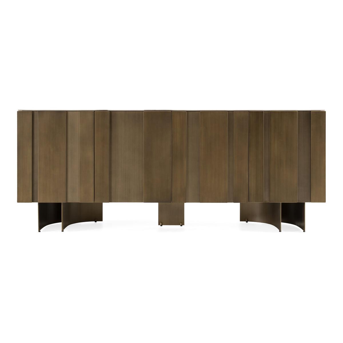 Kiefer Modern Faux Travertine Ceramic + Bronze Buffet