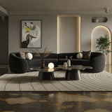 Kilmer Modern Black Curved Fabric Sectional Sofa