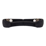 Kilmer Modern Black Curved Fabric Sectional Sofa