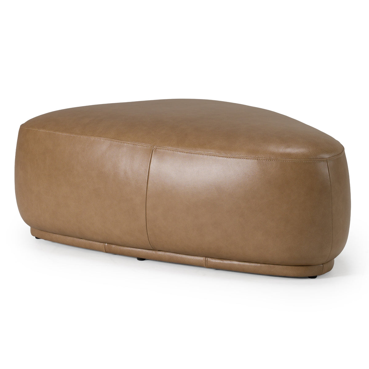 Kinsey Modern Tan Leather Large River Rock Ottoman