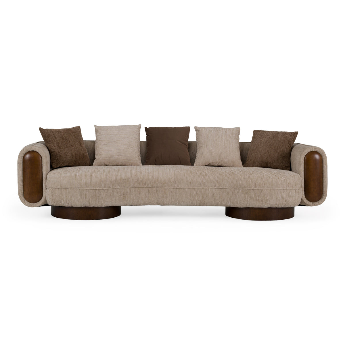 Kiran Modern Beige + Brown Fabric Sofa