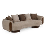 Kiran Modern Beige + Brown Fabric Sofa