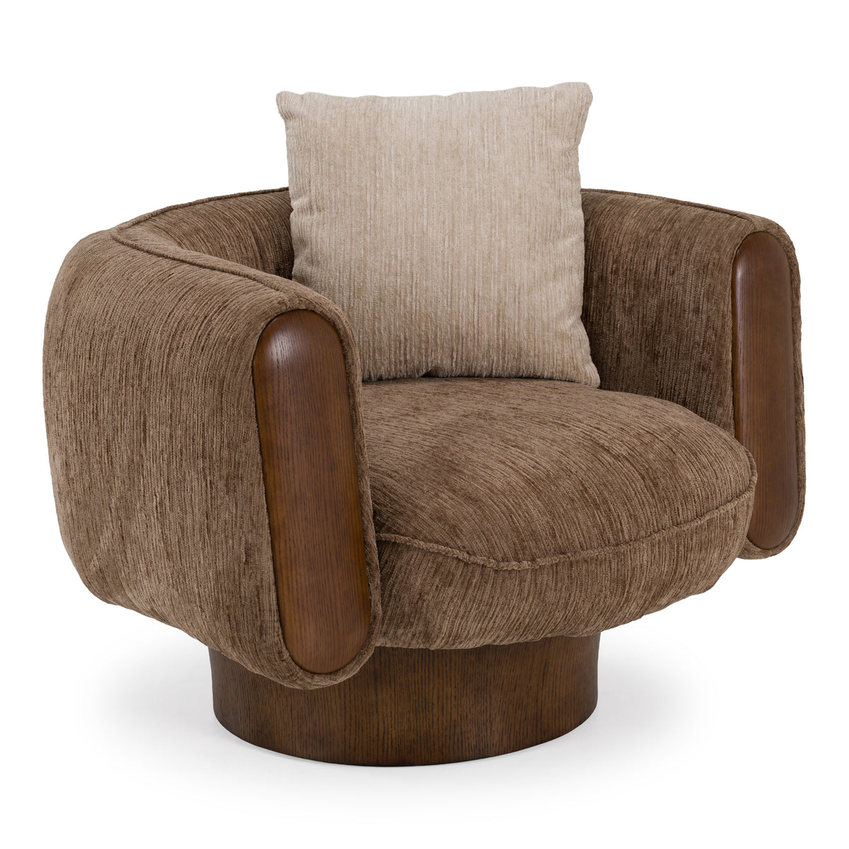 Kiran Modern Brown + Beige Swivel Accent Chair
