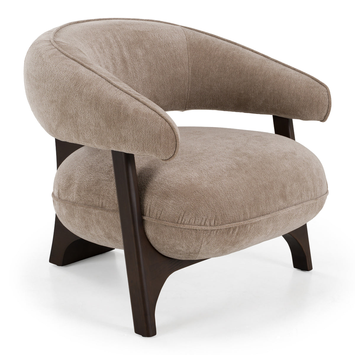 Kirby Modern Tan Fabric + Brown Oak Accent Chair