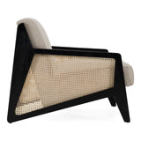 Kratz Modern Beige Fabric + Rattan + Black Walnut Accent Chair