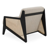 Kratz Modern Beige Fabric + Rattan + Black Walnut Accent Chair