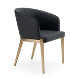 Kravitz Modern Dark Grey Vegan Leather + Antique Brass Dining Chair