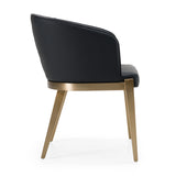 Kravitz Modern Dark Grey Vegan Leather + Antique Brass Dining Chair