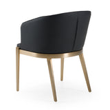 Kravitz Modern Dark Grey Vegan Leather + Antique Brass Dining Chair