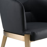 Kravitz Modern Dark Grey Vegan Leather + Antique Brass Dining Chair
