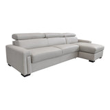 Sacha Modern Light Grey Leather Reversible Sectional Sofa Bed with Storage