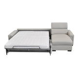Sacha Modern Light Grey Leather Reversible Sectional Sofa Bed with Storage