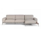 Villeneuve Italian Modern Light Grey Leather Right Facing Sectional Sofa
