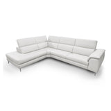 Viola Italian Contemporary Grey Leather Left Facing Sectional Sofa