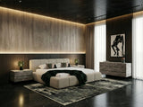 Lamont + Aria Modern Beige Fabric + Grey Texture 4-Piece Bedroom Set