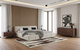Lamont + Brooklyn Modern Beige Fabric + Walnut 4-Piece Bedroom Set