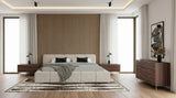 Lamont + Brooklyn Modern Beige Fabric + Walnut 4-Piece Bedroom Set