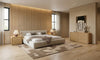 Eastern King Lamont + Dustin Modern Beige Fabric + Natural Oak 4-Piece Bedroom Set