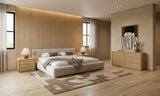 Eastern King Lamont + Dustin Modern Beige Fabric + Natural Oak 4-Piece Bedroom Set
