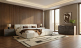 Lamont + Rado Modern Beige Fabric + Walnut 4-Piece Bedroom Set