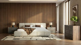Lamont + Rado Modern Beige Fabric + Walnut 4-Piece Bedroom Set