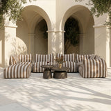 Lanuza Outdoor Brown + White Stripe Fabric 8-Piece Modular Sectional Sofa Set