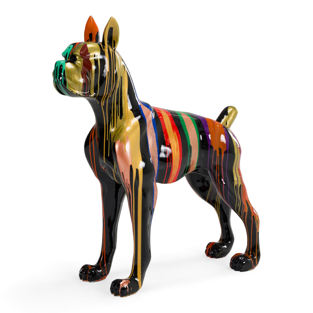 Large Dog Black + Multi-Color Sculpture