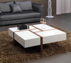 Makai Modern White & Walnut Square Coffee Table