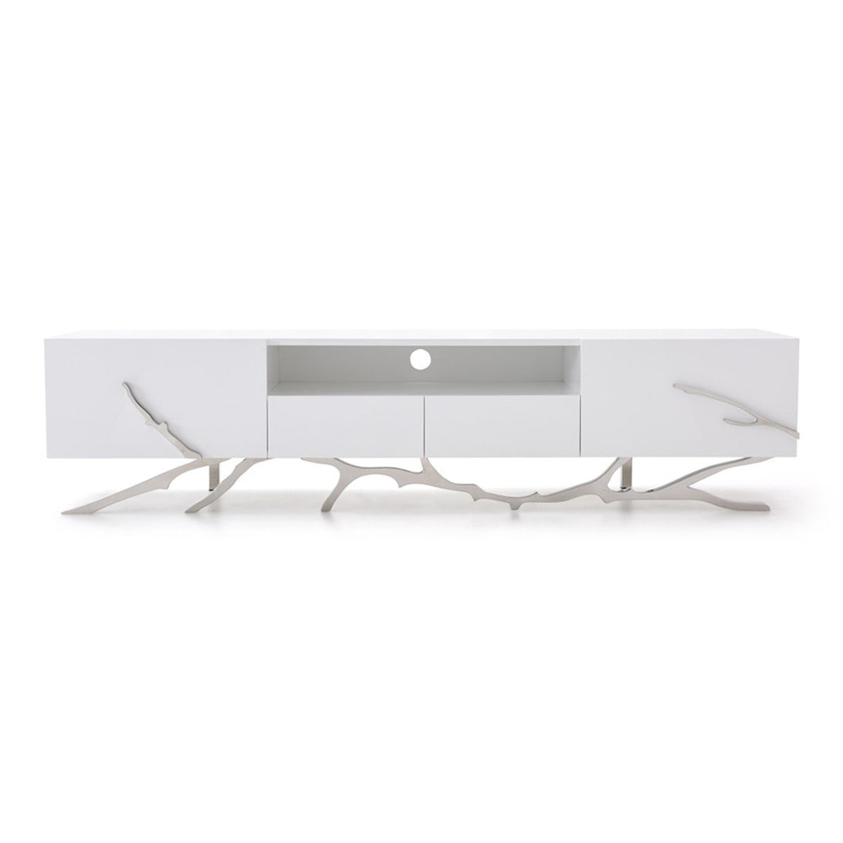 Legend 87"-Wide Modern White TV Stand