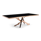 Legend Modern Black Glass & Rosegold Dining Table