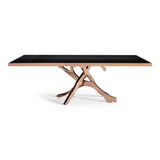 Legend Modern Black Glass & Rosegold Dining Table
