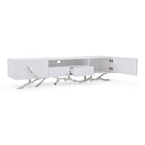 Legend 79"-Wide Modern White TV Stand