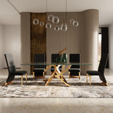 Keisha Modern Black Velvet and Gold Dining Chair Set of 2