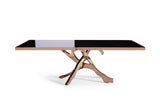 Legend Modern Black Glass & Rosegold Dining Table