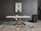 Legend Modern White Marble & Rosegold Dining Table
