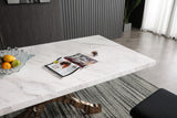 Legend Modern White Marble & Rosegold Dining Table