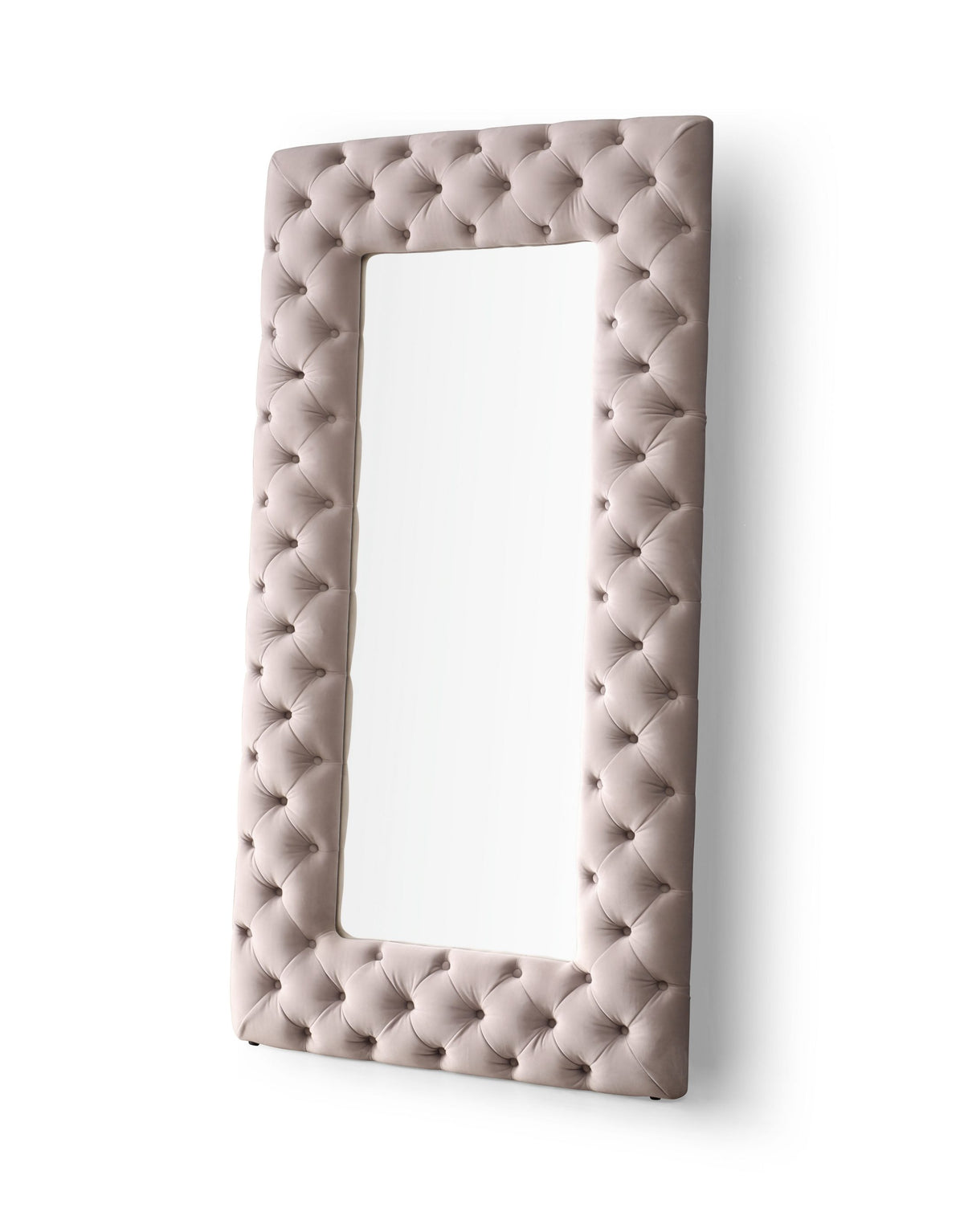 Legend Transitional Grey Velvet Floor Mirror