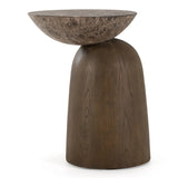 Lenin Modern Faux Marble + Wood Texture Concrete End Table