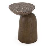 Lenin Modern Faux Marble + Wood Texture Concrete End Table