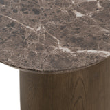 Lenin Modern Faux Marble + Wood Texture Concrete End Table