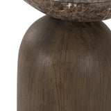 Lenin Modern Faux Marble + Wood Texture Concrete End Table