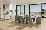 Lenny- Modern White High Gloss & Stainless Steel Gun Metal Dining Table