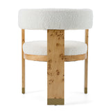 Letha Modern Cream Fabric + Burl Dining Chair