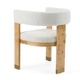 Letha Modern Cream Fabric + Burl Dining Chair