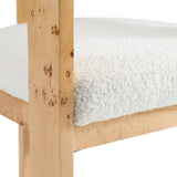 Letha Modern Cream Fabric + Burl Dining Chair