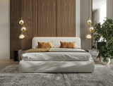 Liam Modern Ivory Fabric Upholstered Bed