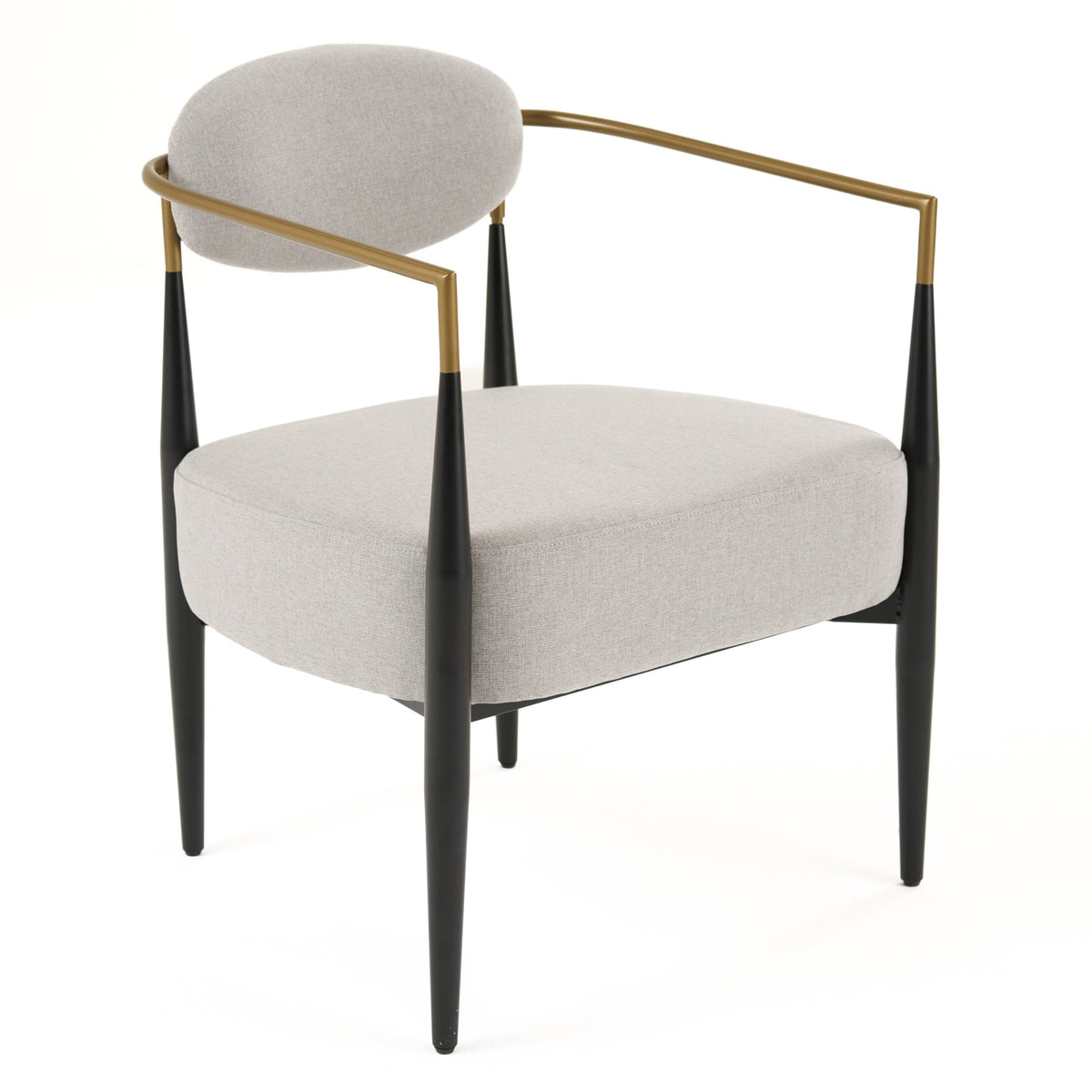 Liberty Modern Light Grey Fabric + Black & Gold Accent Chair