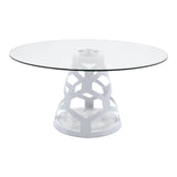 Lilly Modern 12mm Round Glass + White Dining Table