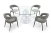 Lilly Modern 12mm Round Glass + White Dining Table